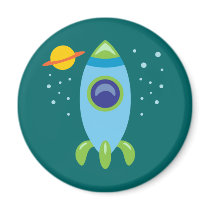 Retro Rocket Fridge Magnet