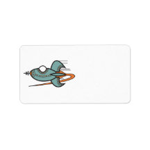 retro rocket personalized address label