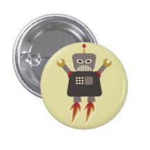 Retro Rocket Robot Flair Button
