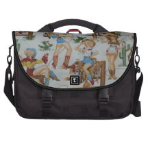Retro Rodeo Cowgirls White Laptop Bag
