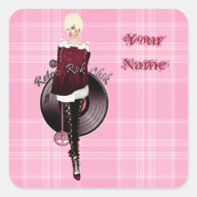 Retro Rok Chik Square Stickers