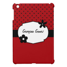 Rétro rouge fait sur commande de pois et de fleurs
