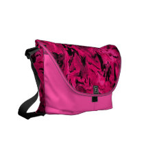 Rétro sac messenger magenta abstrait à roses indie besaces