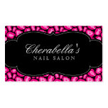 Retro Salon Spa Business Card Leopard Pink Bubble