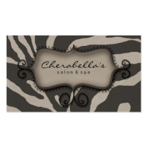 Retro Salon Spa Business Card Zebra Beige
