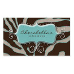 Retro Salon Spa Business Card Zebra Blue Brown