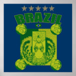 Retro Samba futebol faded artwork gifts Poster