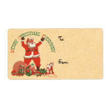 Retro Santa Christmas Labels