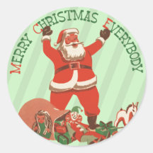 Retro Santa Christmas Stickers