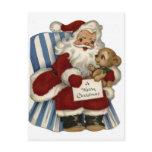 "Retro Santa with Teddy Bear" Christmas Post Cards