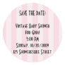 Retro Save the Date! Pink Stripe Stickers
