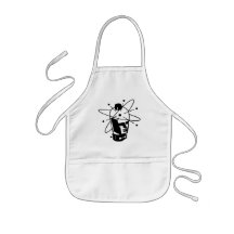 Retro Sci-Fi Robot Head - Black & White Aprons