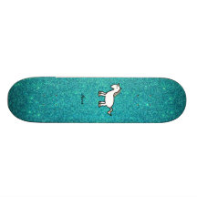 Rétro scintillement nommé personnalisé de turquois skateboard