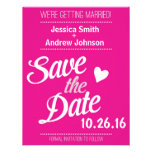 Retro Script Modern Hot Pink Wedding Save the Date Invite