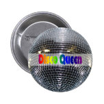 Retro Shiny Silver Mirror Disco Ball Disco Queen Buttons