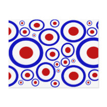 Retro sixties mod target circles postcard