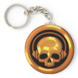 RETRO SKULL WITH HEADPHONES KEY CHAINS