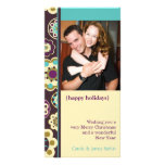 Retro snowflakes border holiday photocard photo card