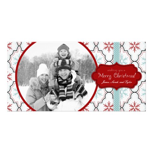 Retro Snowflakes Photo Card
