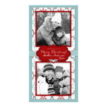 Retro Snowflakes Photo Card Duo