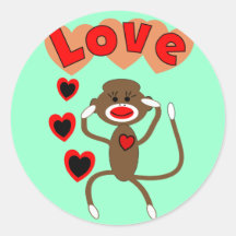Retro sock monkey LOVE Stickers