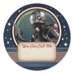 Retro Space Man Name Tag Stickers