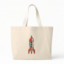 retro space rocket tote bags