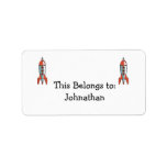 retro space rocket custom address label