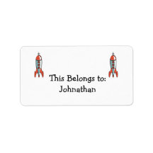 retro space rocket custom address label
