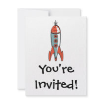 retro space rocket announcement