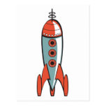 retro space rocket postcards