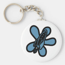 Retro Splat Rocket Black Blue Keychain