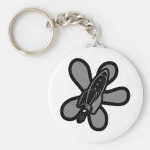 Retro Splat Rocket Black Grey Key Chains