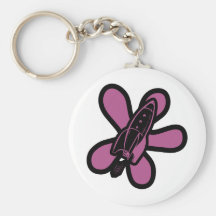 Retro Splat Rocket Black Pink Keychain