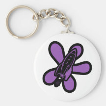 Retro Splat Rocket Black Purple Key Chain