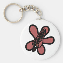 Retro Splat Rocket Black Red Key Chains