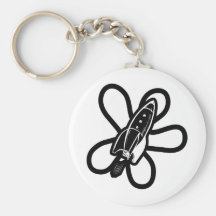 Retro Splat Rocket Black & White Key Chain