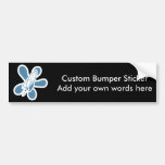 Retro Splat Rocket White Blue Bumper Stickers