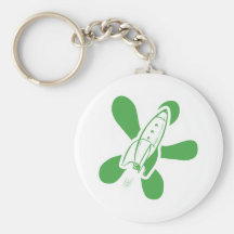 Retro Splat Rocket White Green Key Chains