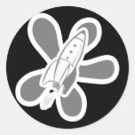 Retro Splat Rocket White Grey Stickers