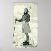 RÉTRO SPORT DE FILLE DE SKI POSTERS