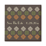 Retro Square Pattern Brown  Custom Magnet