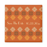 Retro Square Pattern Orange Custom Magnet