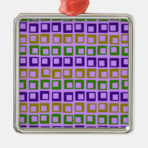 Retro squares 1970s motel wallpaper mauve christmas ornaments