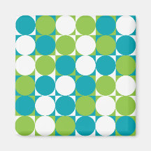 Retro Squares Blue Magnet