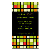 Retro Squares Business Card Black background