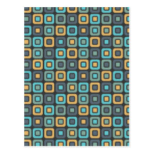 Retro Squares -Masculine Mustard- Post Card