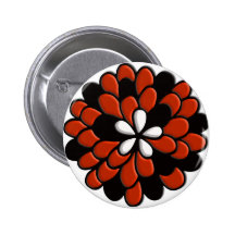 Retro Stained Glass Orange Flower Pin