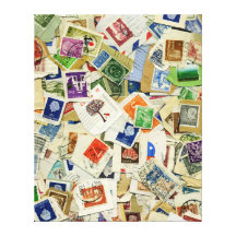 Retro Stamp Collection Wrapped Canvas Canvas Print