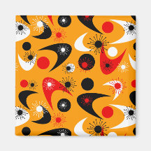 Retro Starbursts & Boomerangs Fridge Magnet